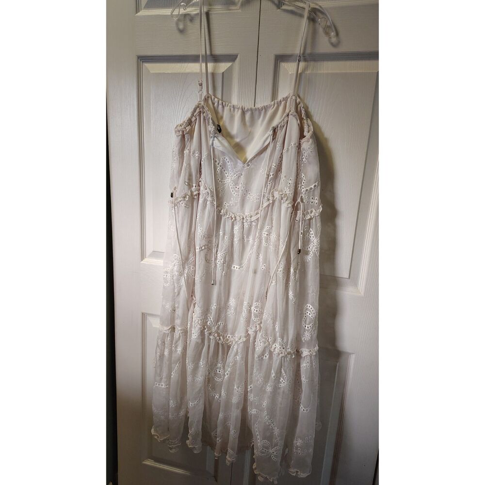 Fashion Nova White Eyelet Lace Tiered Boho Maxi Dress - Women's Size XL